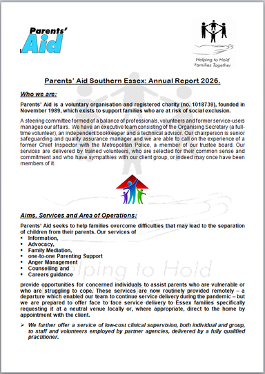 A Report of Parents' Aid's activities 2025-6